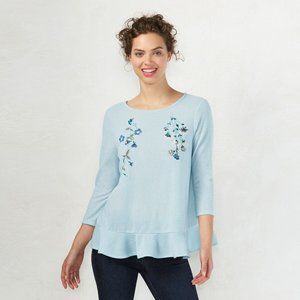 LC Embroidered Peplum Sweater Kohl's 3/4